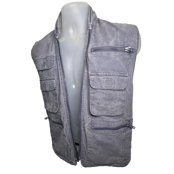 Vtg 80's Banana Republic Safari Vest Jacket Mens XS Photography Pack Away Hood
